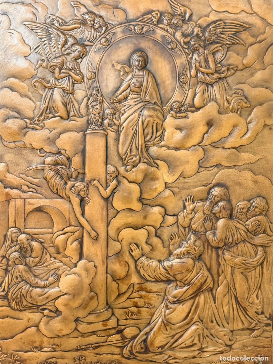 Antig&uuml;edades: CUADRO DE CUERO REPUJADO &rdquo; LA ASCENSI&Oacute;N DE CRISTO &rdquo; - Foto 5