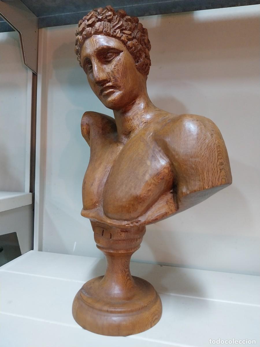 Antig&uuml;edades: BUSTO DE MADERA TALLADA -- DIOS GRIEGO -- - Foto 2