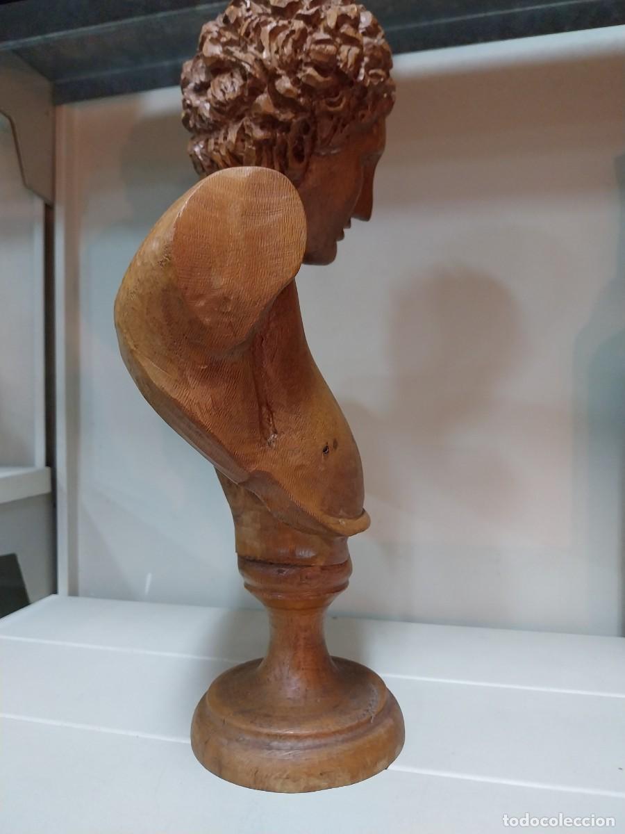 Antig&uuml;edades: BUSTO DE MADERA TALLADA -- DIOS GRIEGO -- - Foto 5