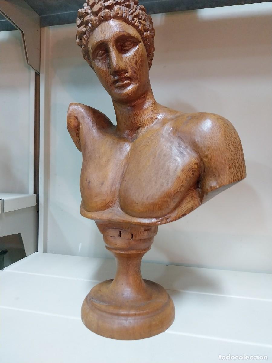 Antig&uuml;edades: BUSTO DE MADERA TALLADA -- DIOS GRIEGO -- - Foto 6
