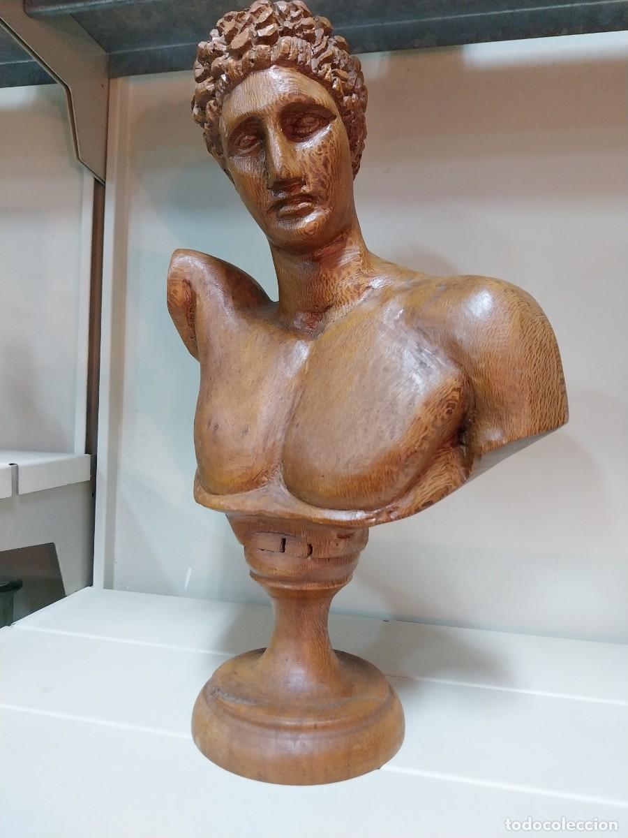 Antig&uuml;edades: BUSTO DE MADERA TALLADA -- DIOS GRIEGO -- - Foto 7