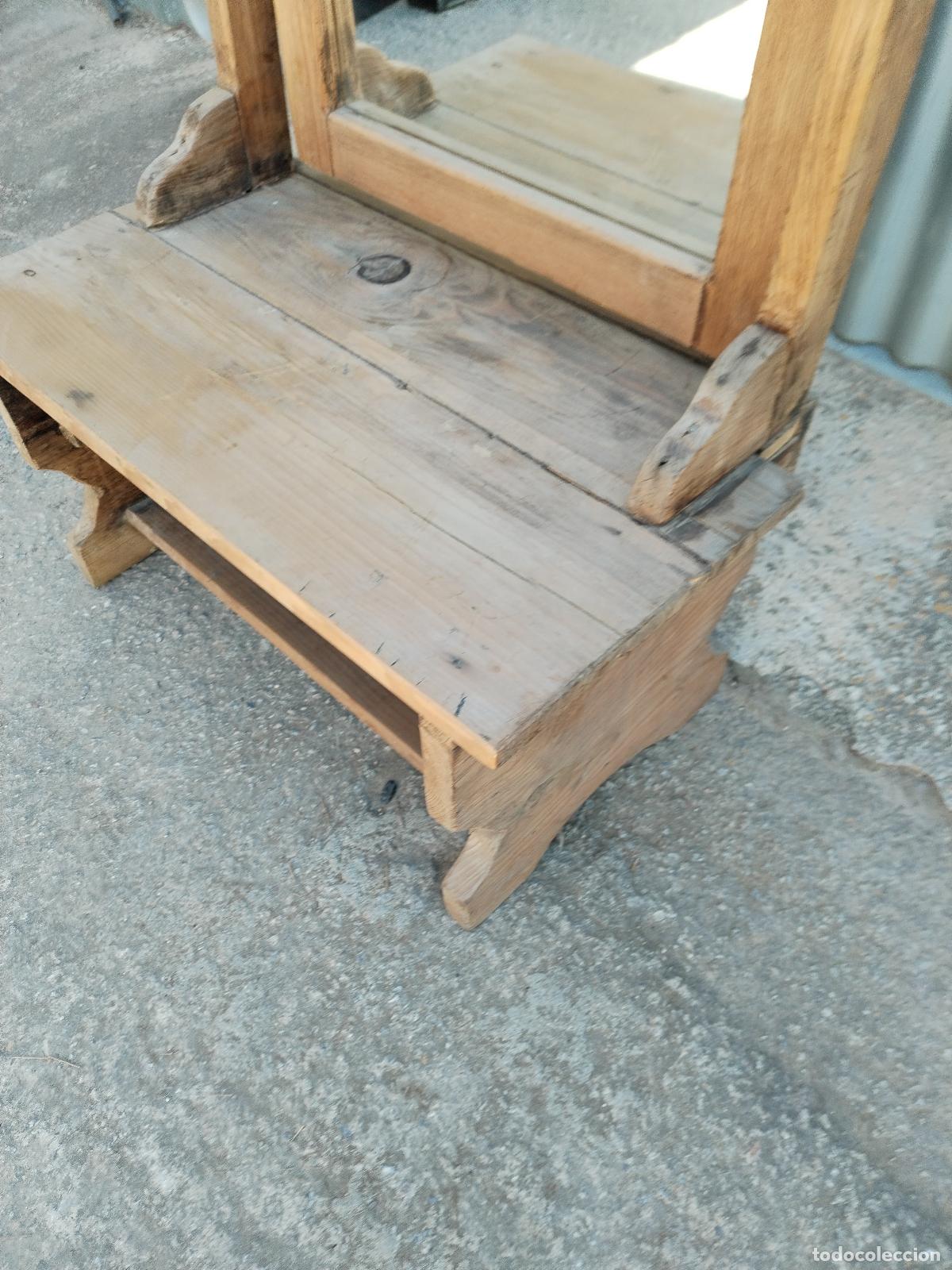 Antig&uuml;edades: espejo de pie rustico en madera provenzal - Foto 7