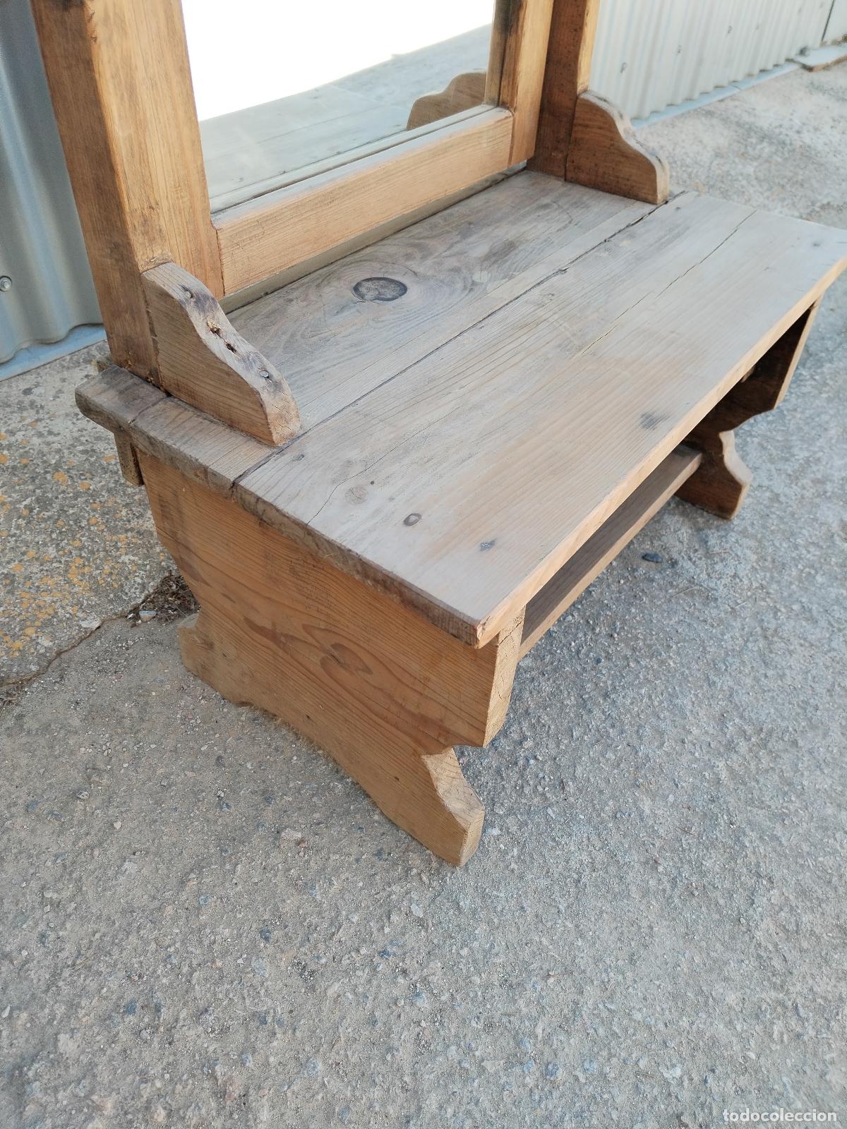 Antig&uuml;edades: espejo de pie rustico en madera provenzal - Foto 9