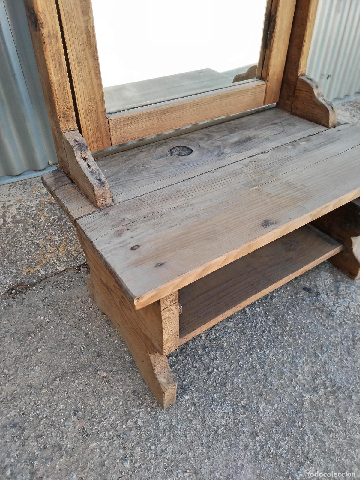 Antig&uuml;edades: espejo de pie rustico en madera provenzal - Foto 10