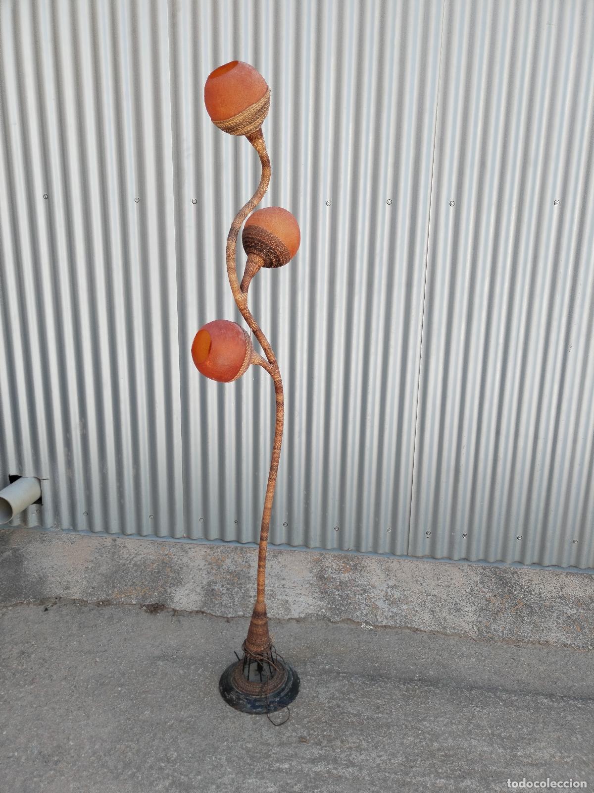 Antig&uuml;edades: lampara de pie etnica tres globos - Foto 2