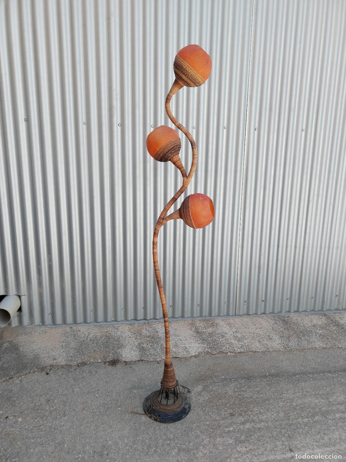 Antig&uuml;edades: lampara de pie etnica tres globos - Foto 3