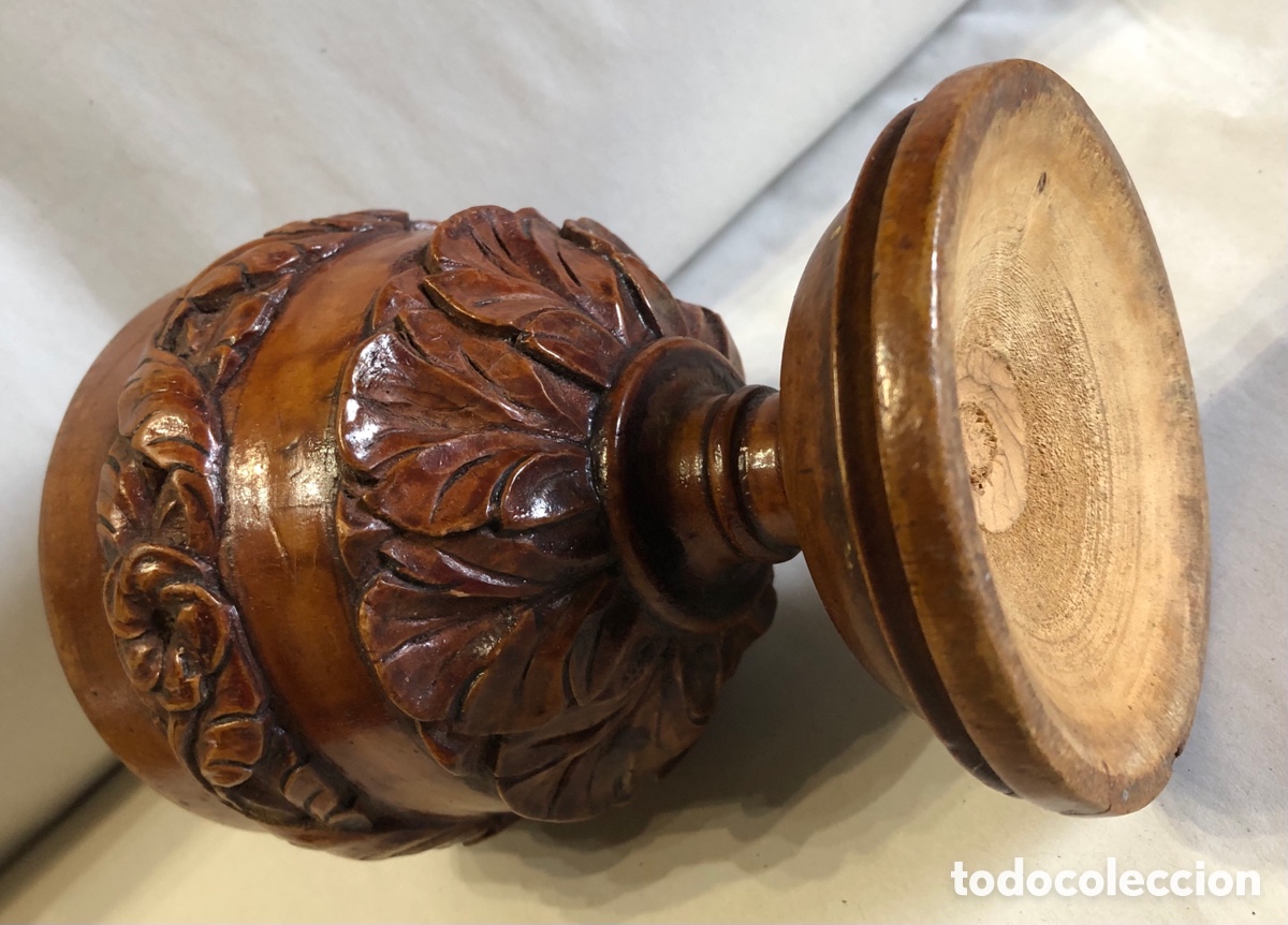 Antig&uuml;edades: Antiguo copa cop&oacute;n c&aacute;liz - talla madera - Foto 5