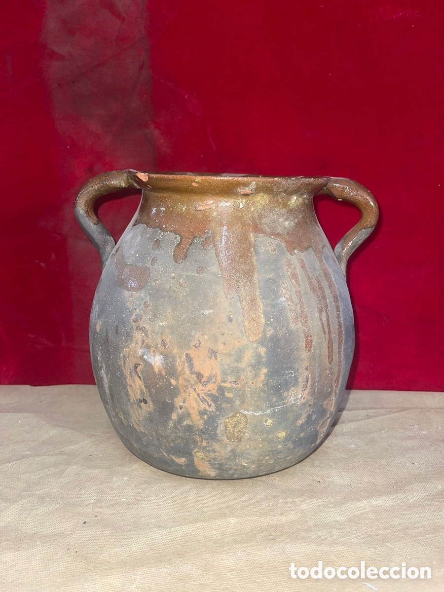 Antig&uuml;edades: Puchero de barro marr&oacute;n - Foto 1
