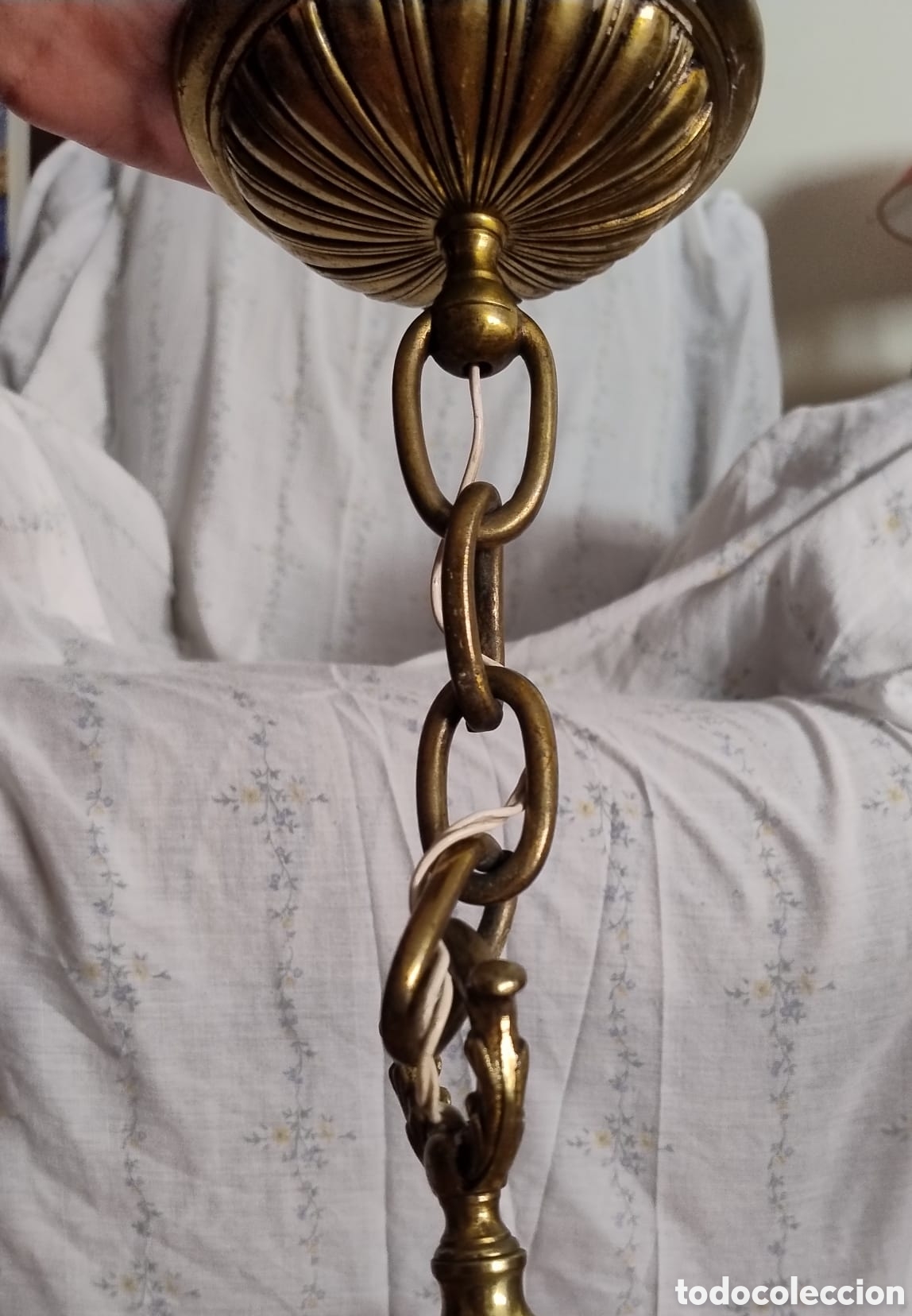 Antig&uuml;edades: L&aacute;mpara de techo de bronce 5 brazos - Foto 5