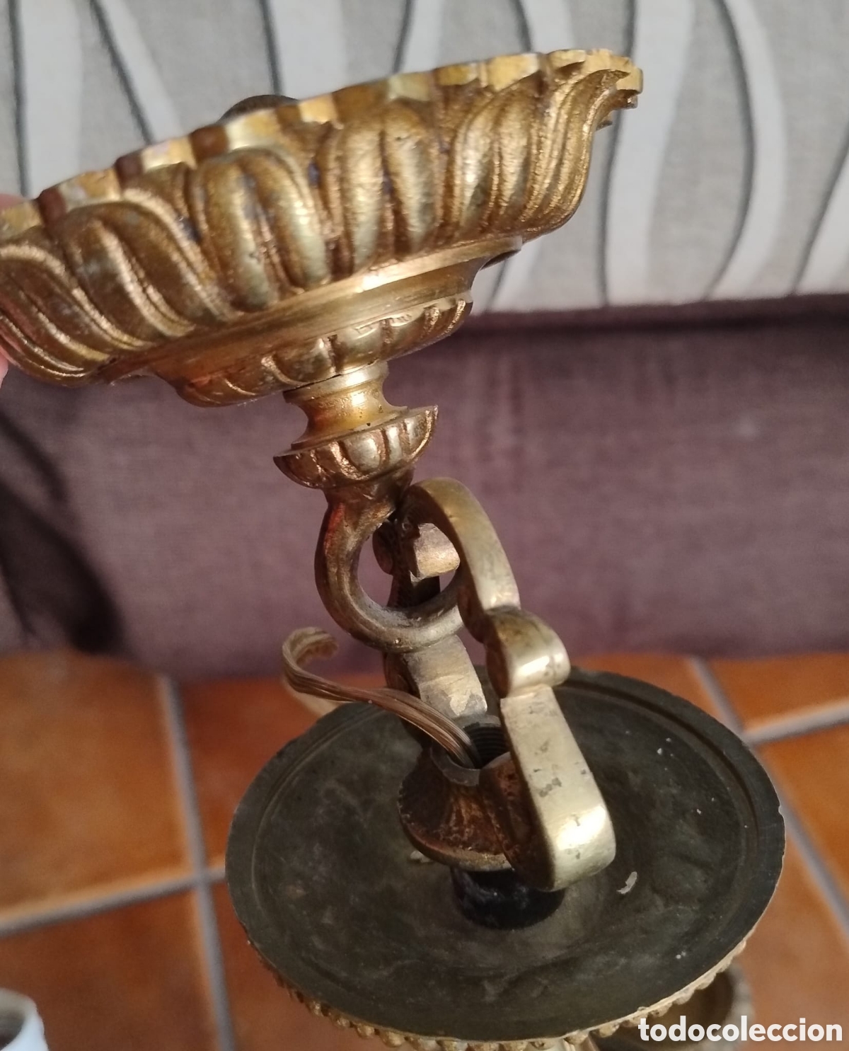 Antig&uuml;edades: L&aacute;mpara de bronce antigua 5 brazos - Foto 3