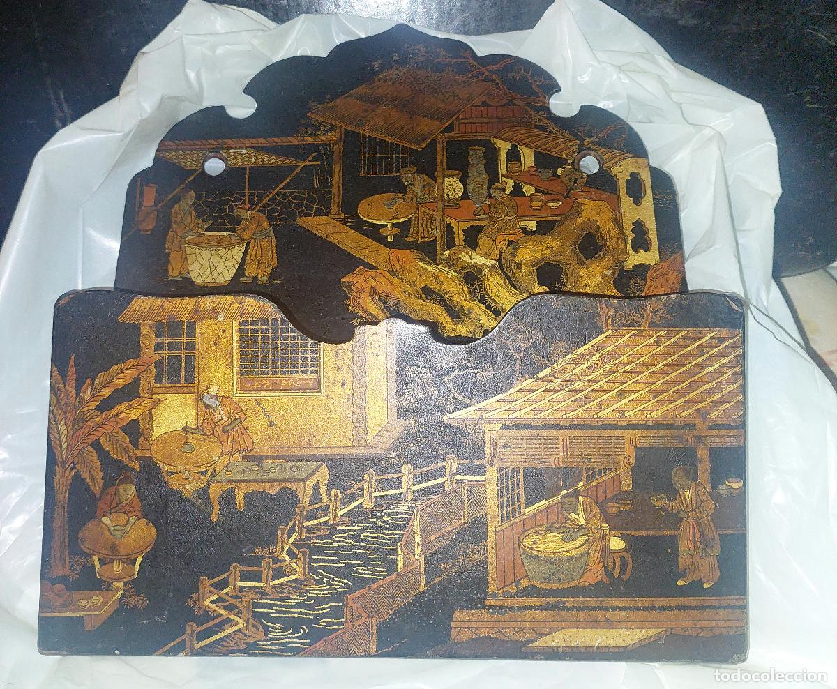 Antig&uuml;edades: Antiguo portacartas de papiermache S.XIX