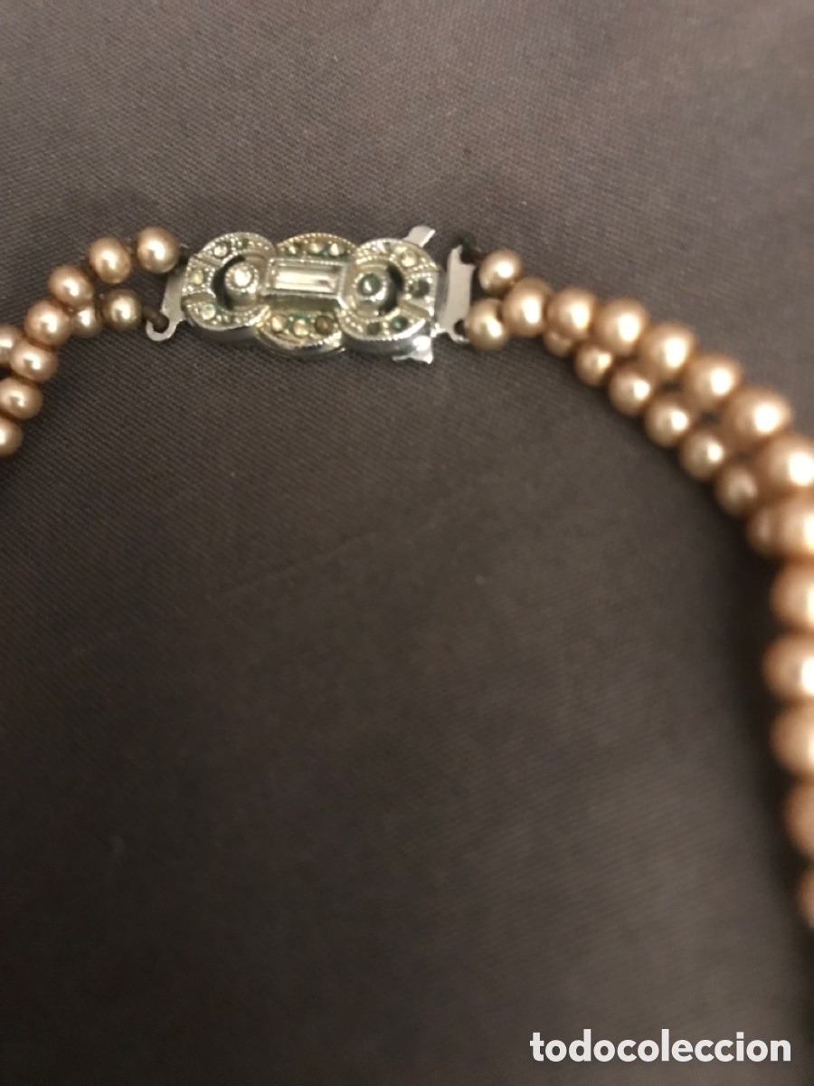 Antig&uuml;edades: Collar vintage ingl&eacute;s perlas doblevuelta - Foto 2