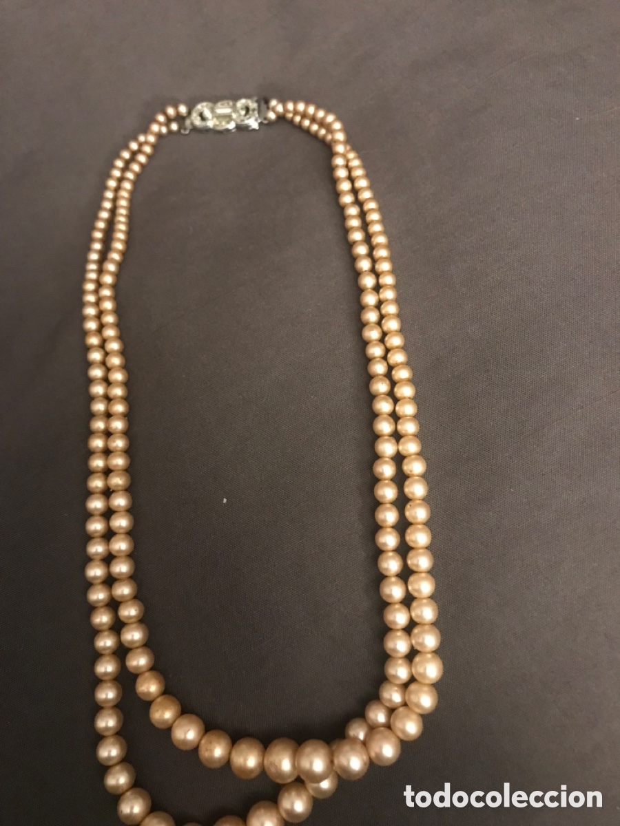 Antig&uuml;edades: Collar vintage ingl&eacute;s perlas doblevuelta - Foto 1
