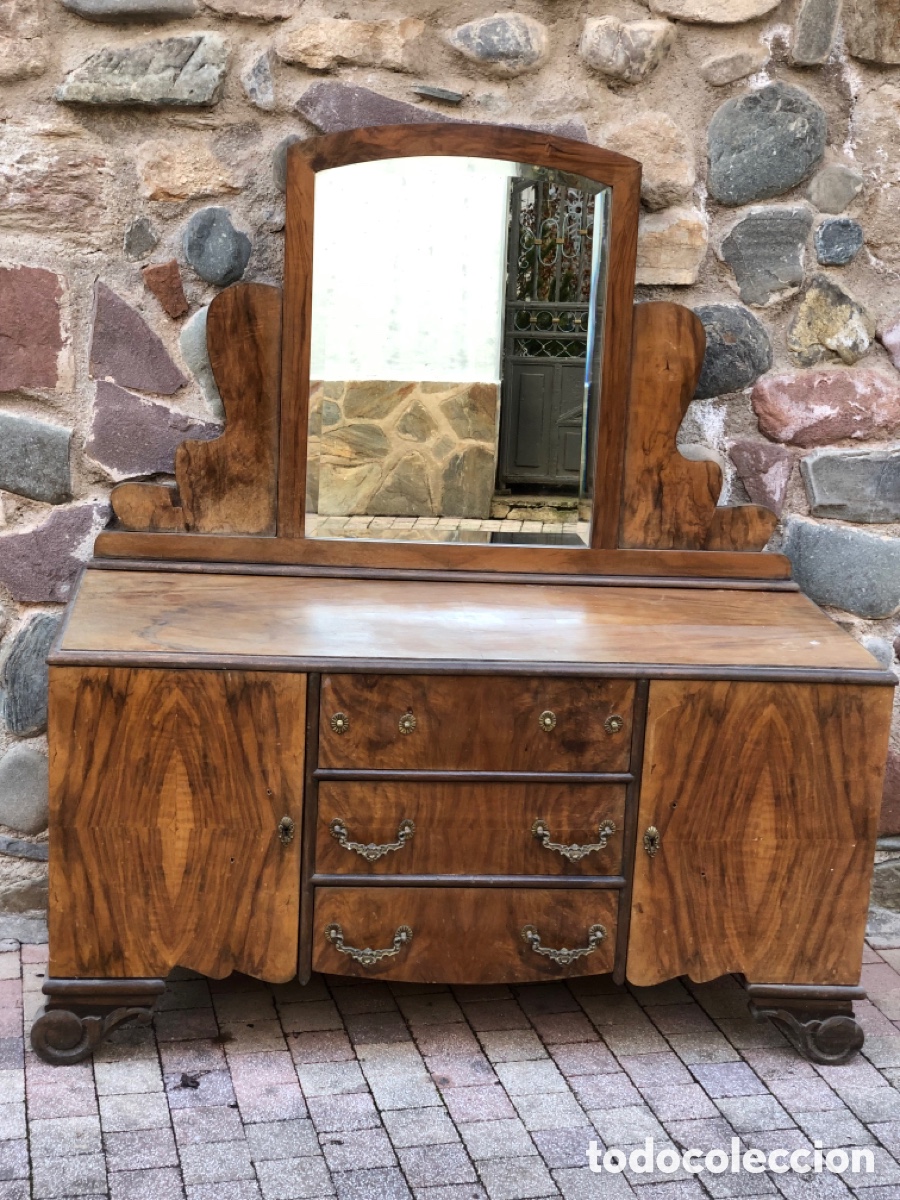 Antig&uuml;edades: ANTIGUA C&Oacute;MODA DE MADERA CON ESPEJO - Foto 3