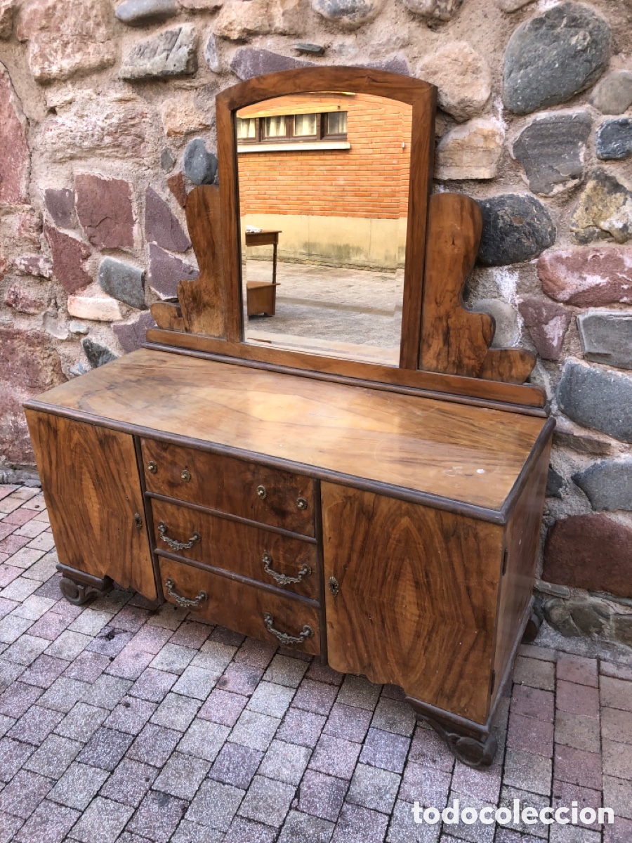 Antig&uuml;edades: ANTIGUA C&Oacute;MODA DE MADERA CON ESPEJO - Foto 5