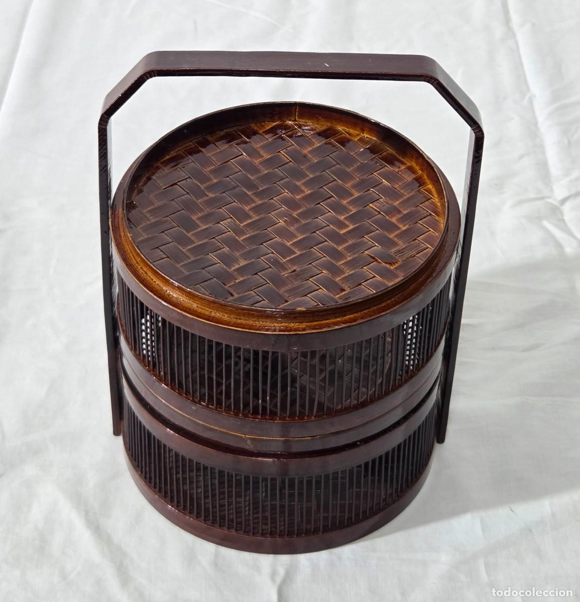 Antig&uuml;edades: Cesta de pic-nic para comida, de bambu - Foto 2