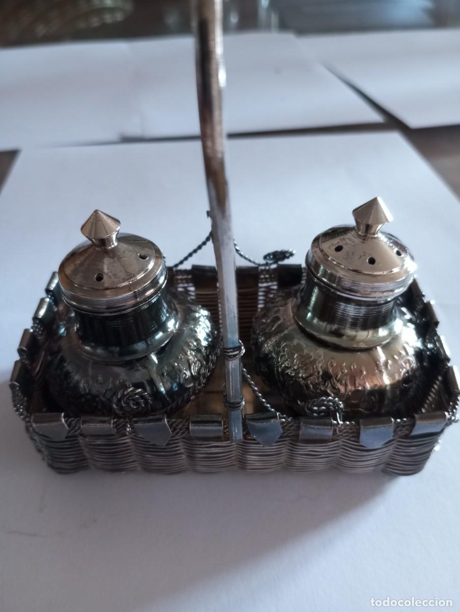 Antig&uuml;edades: JUEGO DE SALEROS DE PLATA - Foto 1