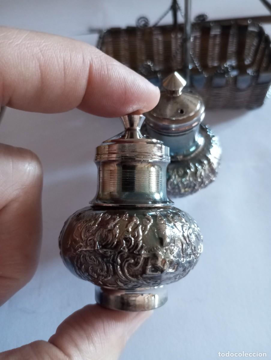 Antig&uuml;edades: JUEGO DE SALEROS DE PLATA - Foto 3