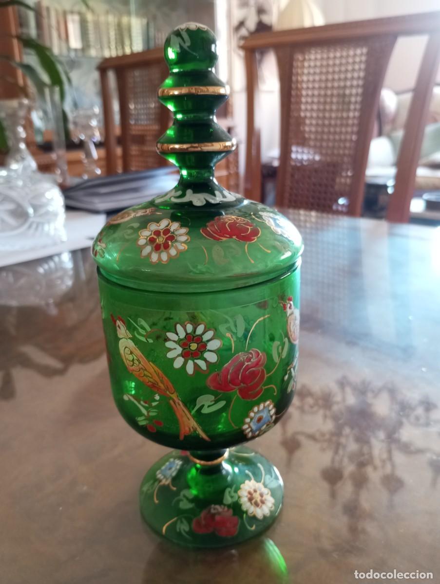 Antig&uuml;edades: ANTIGUO JARR&Oacute;N DE CRISTAL DECORADO - Foto 1