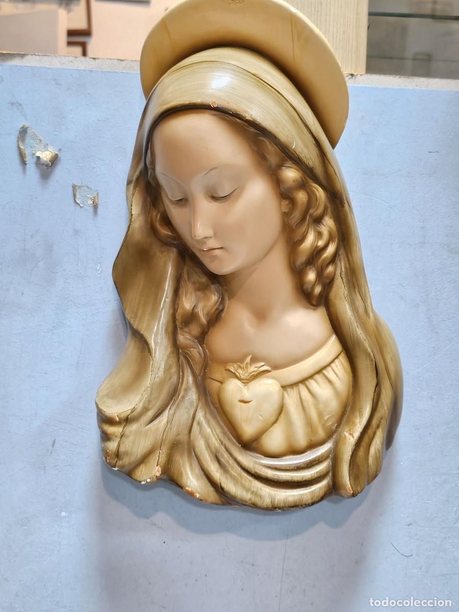 Antig&uuml;edades: virgen de colgar ceramica - Foto 1