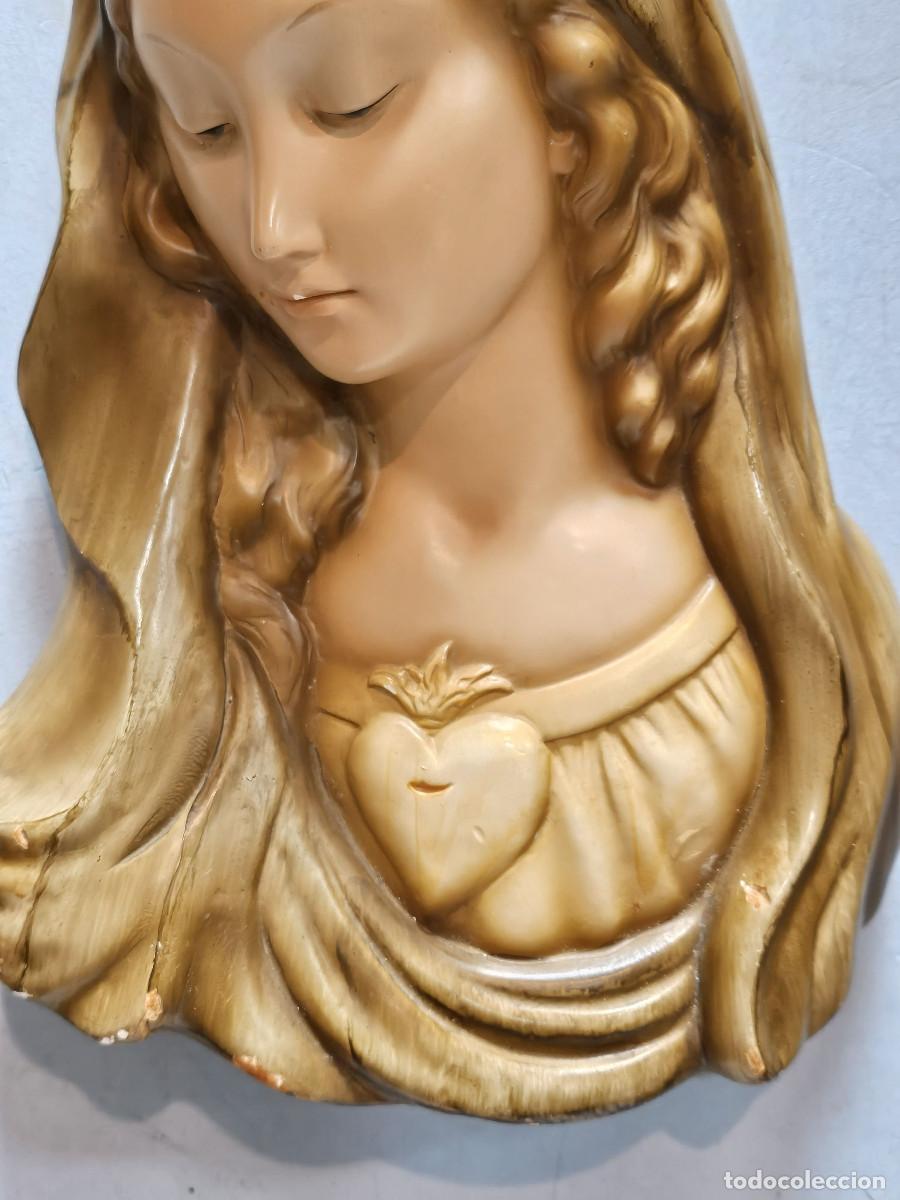 Antig&uuml;edades: virgen de colgar ceramica - Foto 3
