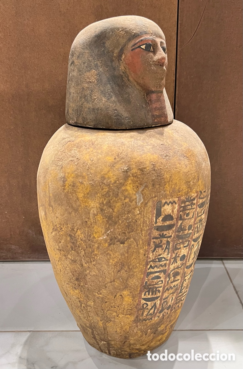Antig&uuml;edades: Vasos Canopes de madera policromada - Foto 18