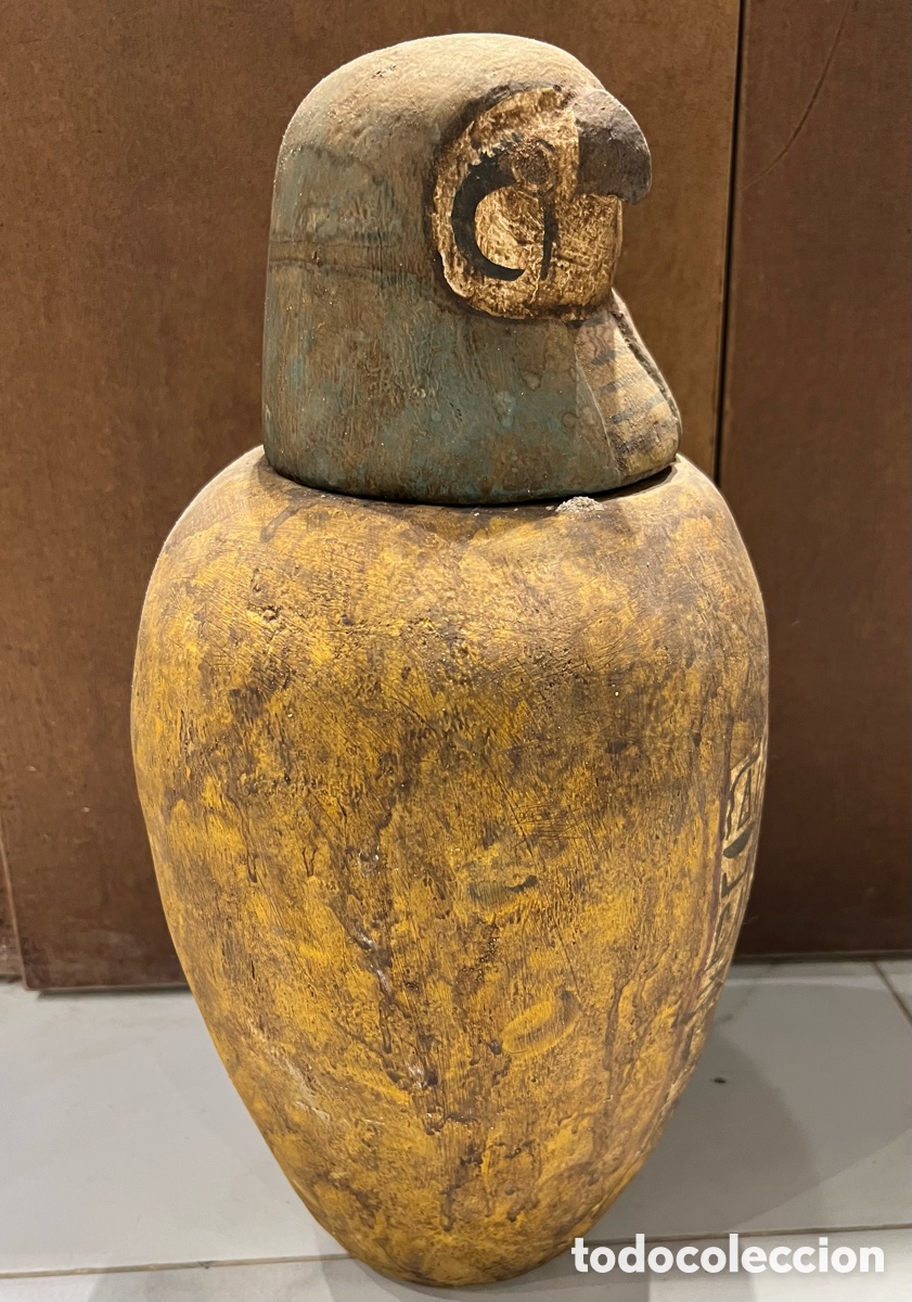 Antig&uuml;edades: Vasos Canopes de madera policromada - Foto 20
