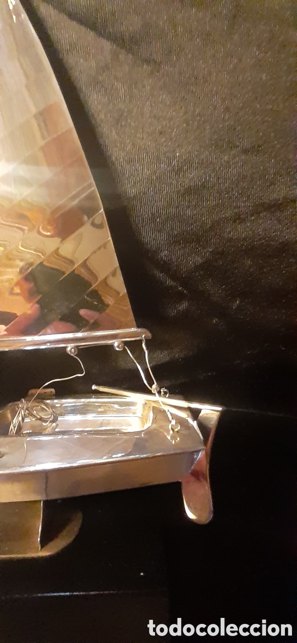 Antig&uuml;edades: Velero de Plata con base Madera - Foto 3