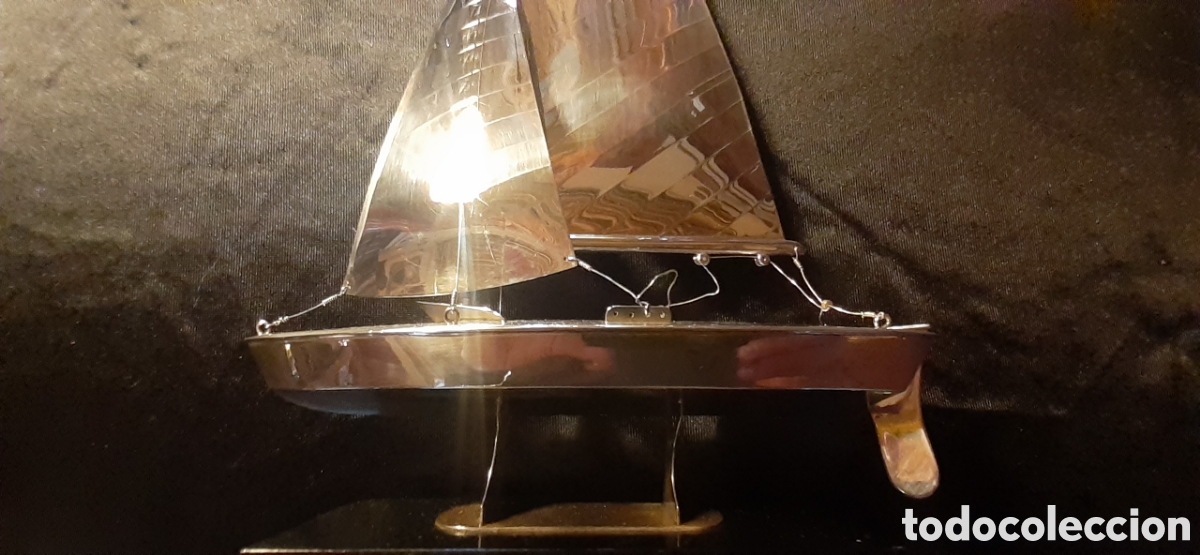 Antig&uuml;edades: Velero de Plata con base Madera - Foto 4
