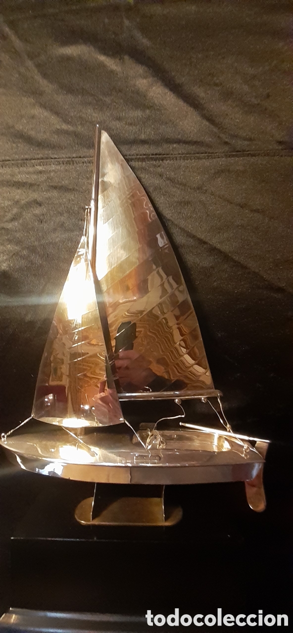 Antig&uuml;edades: Velero de Plata con base Madera - Foto 5