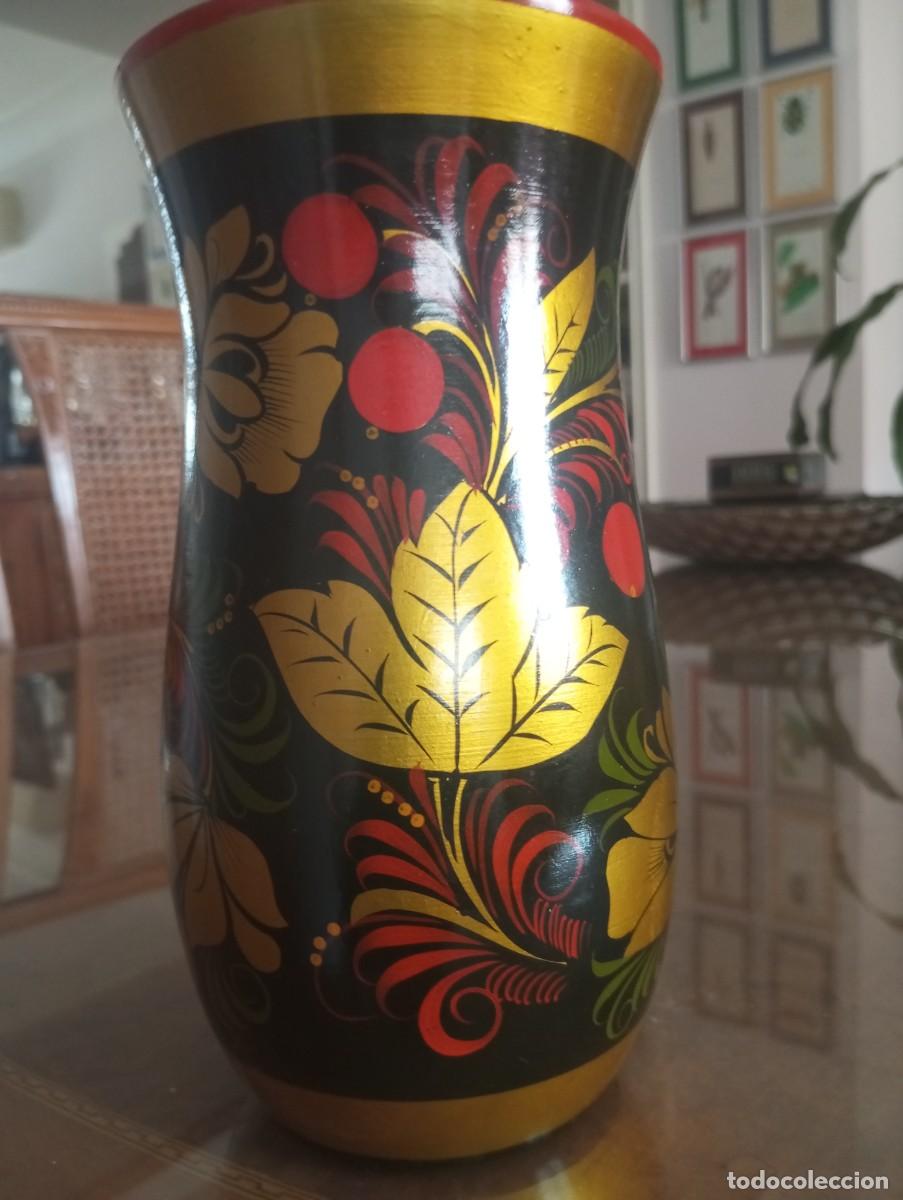 Antig&uuml;edades: ANTIGUO JARR&Oacute;N DE MADERA PINTADO A MANO - Foto 2