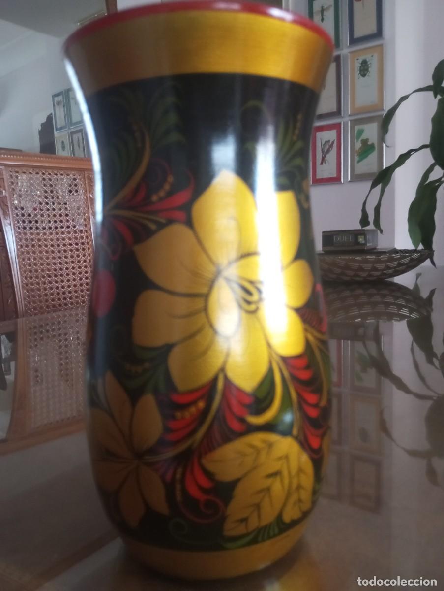 Antig&uuml;edades: ANTIGUO JARR&Oacute;N DE MADERA PINTADO A MANO - Foto 3