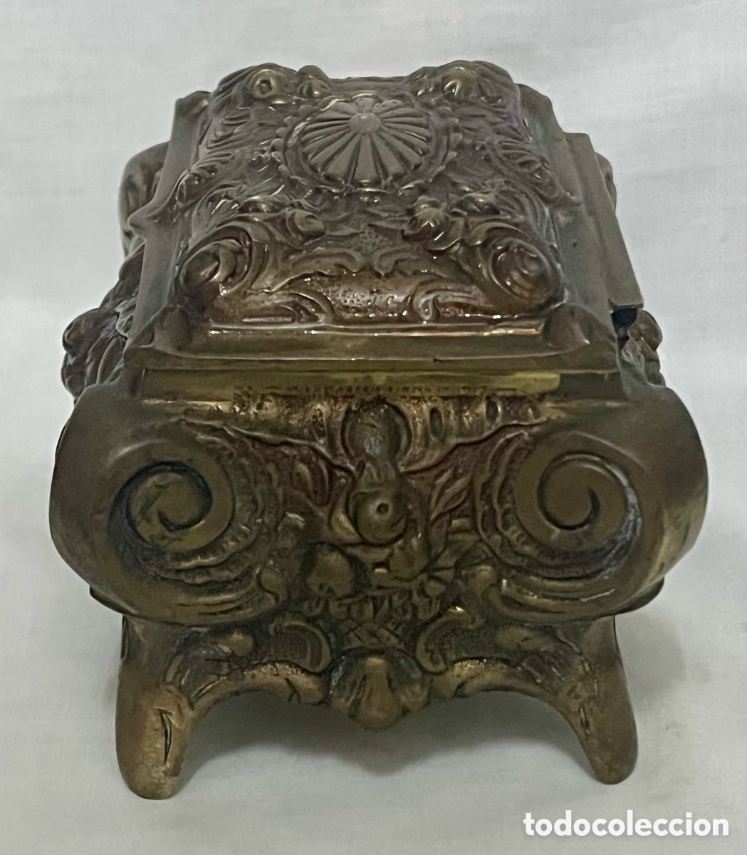 Antig&uuml;edades: CAJA -JOYERO DE BRONCE SIGLO XIX - Foto 3
