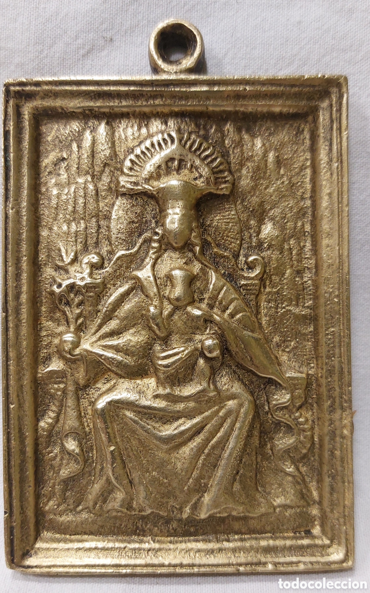 Antig&uuml;edades: VIRGEN DE MONTSERRAT, PLACA DEVOCIONAL DE BRONCE S. XVIII - Foto 1