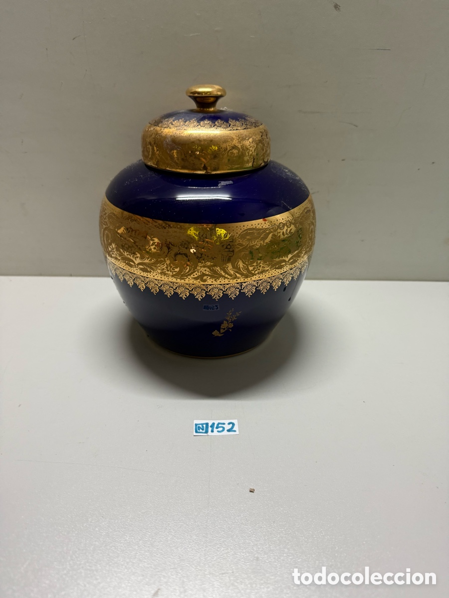 Antig&uuml;edades: Tibor azul cobalto y oro Limoges - Foto 1