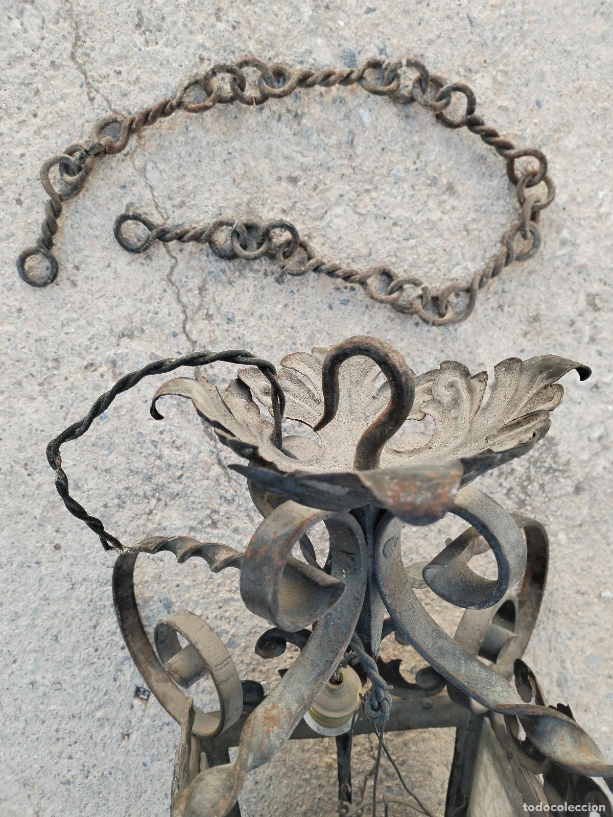 Antig&uuml;edades: lampara de techo farol en hierro de forja - Foto 5