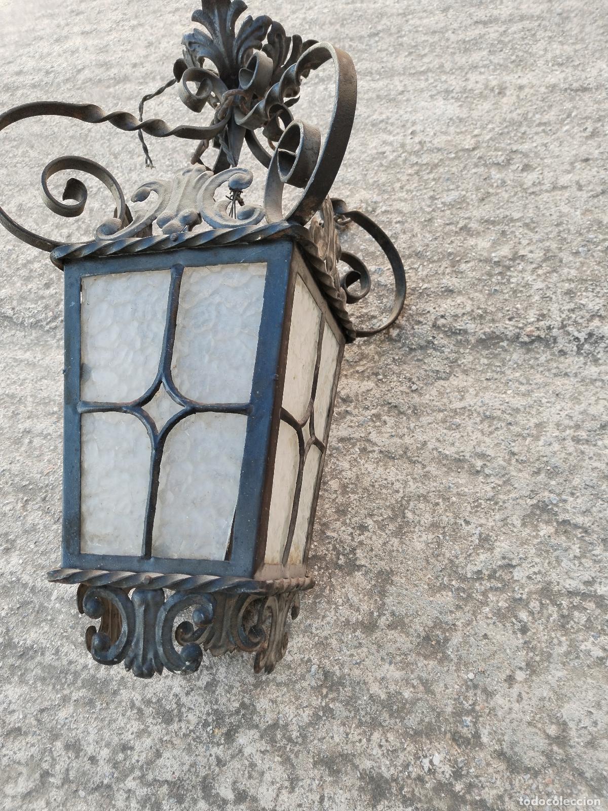 Antig&uuml;edades: lampara de techo farol en hierro de forja - Foto 6