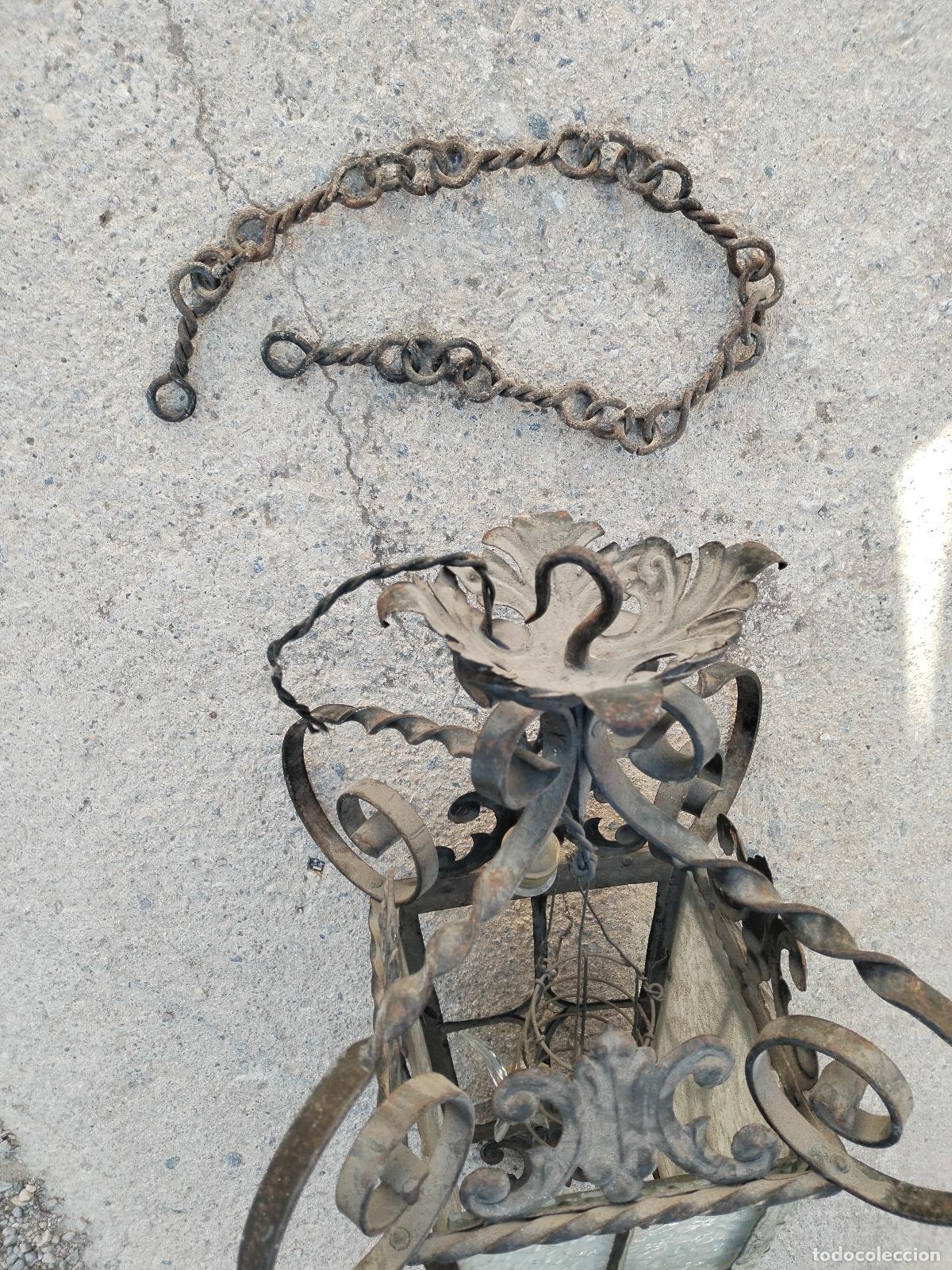 Antig&uuml;edades: lampara de techo farol en hierro de forja - Foto 16