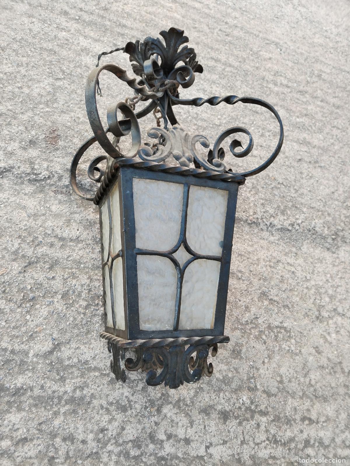 Antig&uuml;edades: lampara de techo farol en hierro de forja - Foto 17