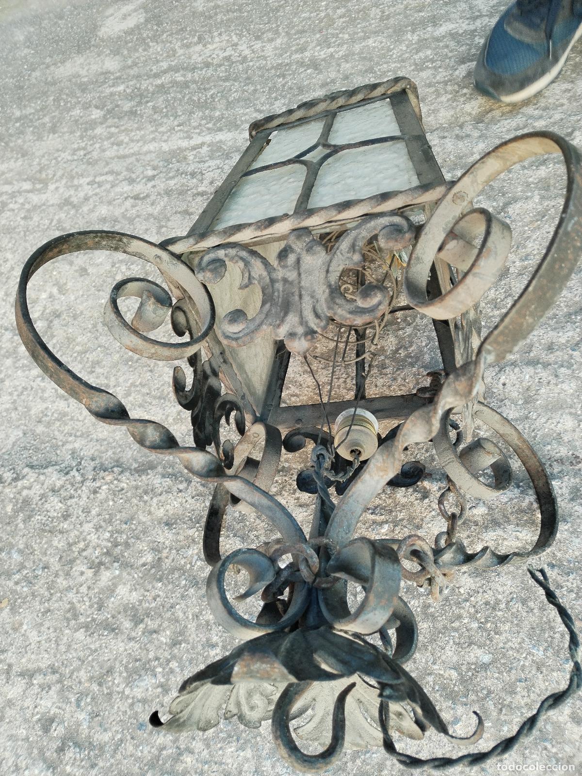 Antig&uuml;edades: lampara de techo farol en hierro de forja - Foto 18