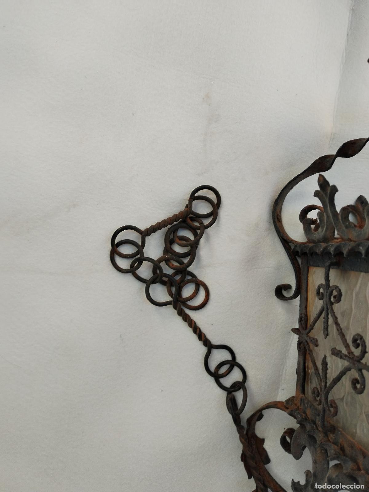 Antig&uuml;edades: lampara de techo farol en hierro de forja - Foto 9