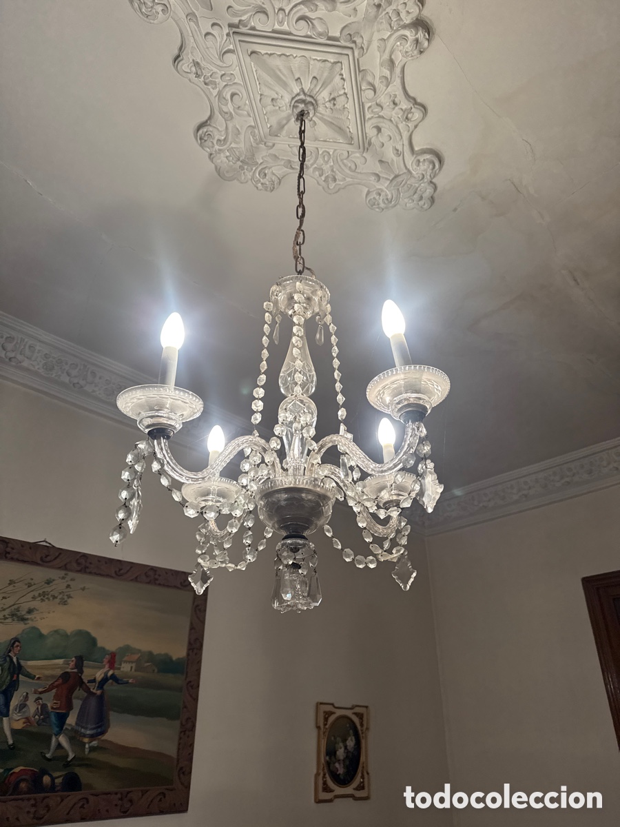 Antig&uuml;edades: L&aacute;mpara de cristal de ara&ntilde;a - Foto 2