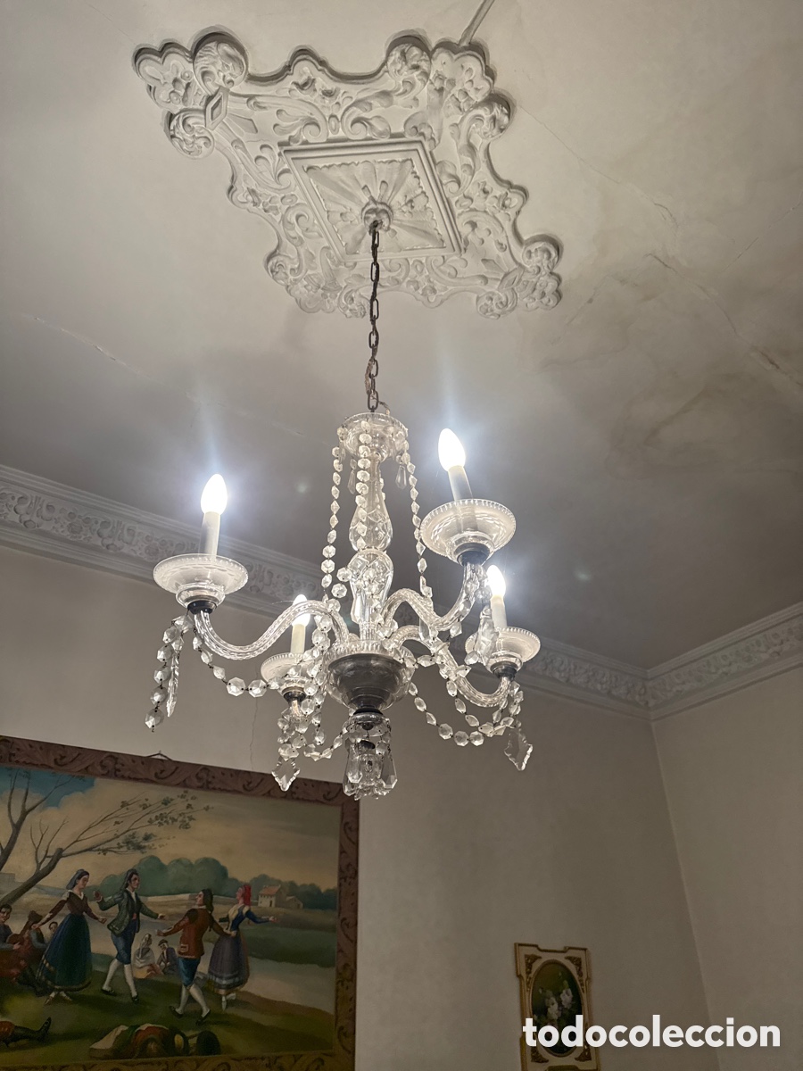 Antig&uuml;edades: L&aacute;mpara de cristal de ara&ntilde;a - Foto 1