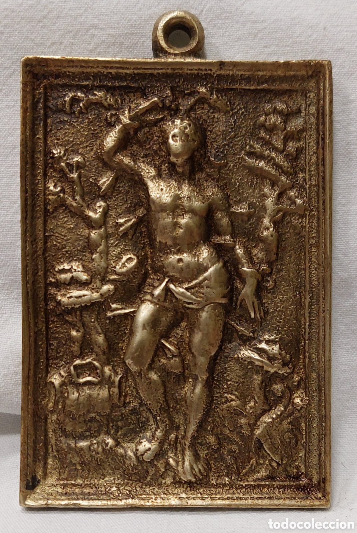 Antig&uuml;edades: SAN SEBASTI&Aacute;N. PLACA DEVOCIONAL DE BRONCE. S. XVII. - Foto 1