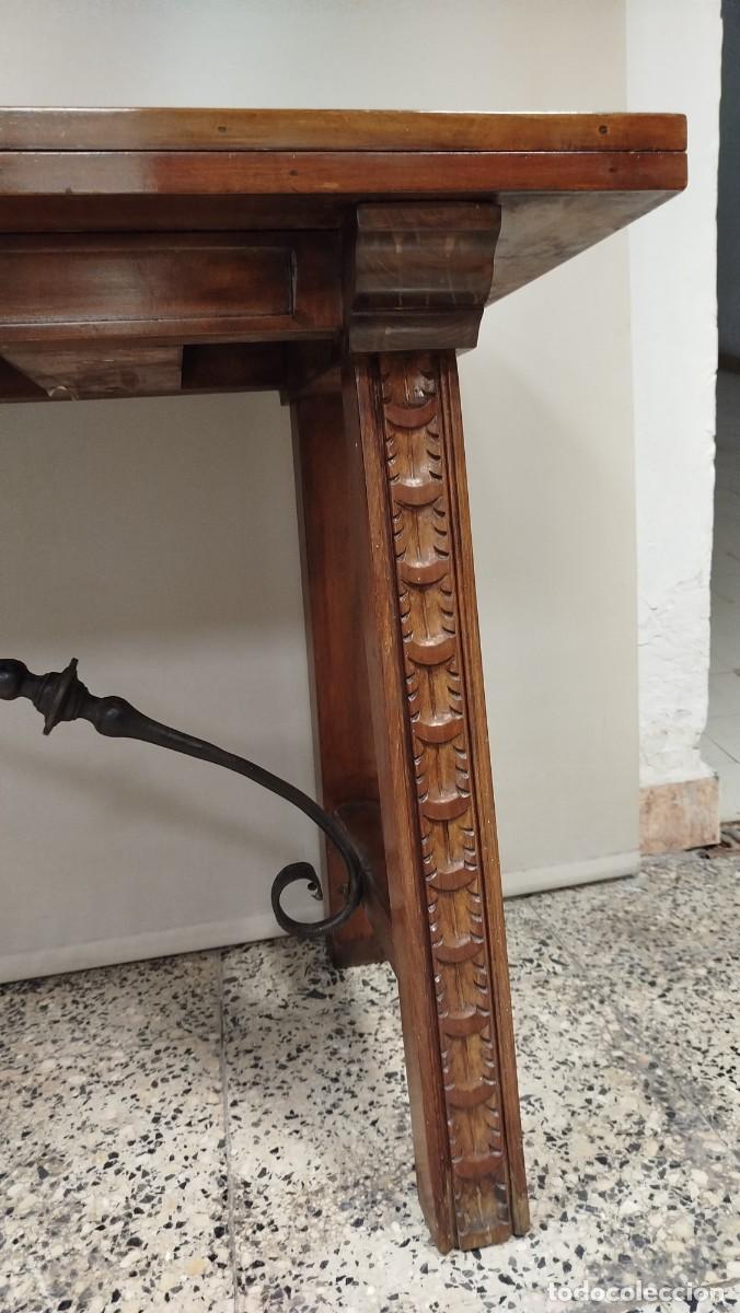 Antig&uuml;edades: MESA COMEDOR PLEGABLE CHAMBRANAS HIERRO - Foto 9