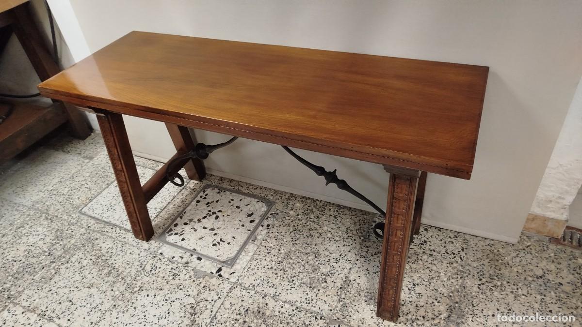 Antig&uuml;edades: MESA COMEDOR PLEGABLE CHAMBRANAS HIERRO - Foto 11