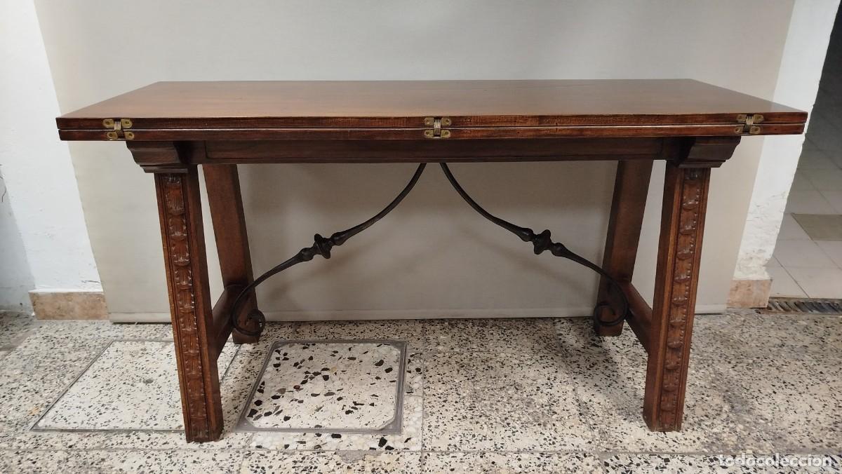 Antig&uuml;edades: MESA COMEDOR PLEGABLE CHAMBRANAS HIERRO - Foto 14