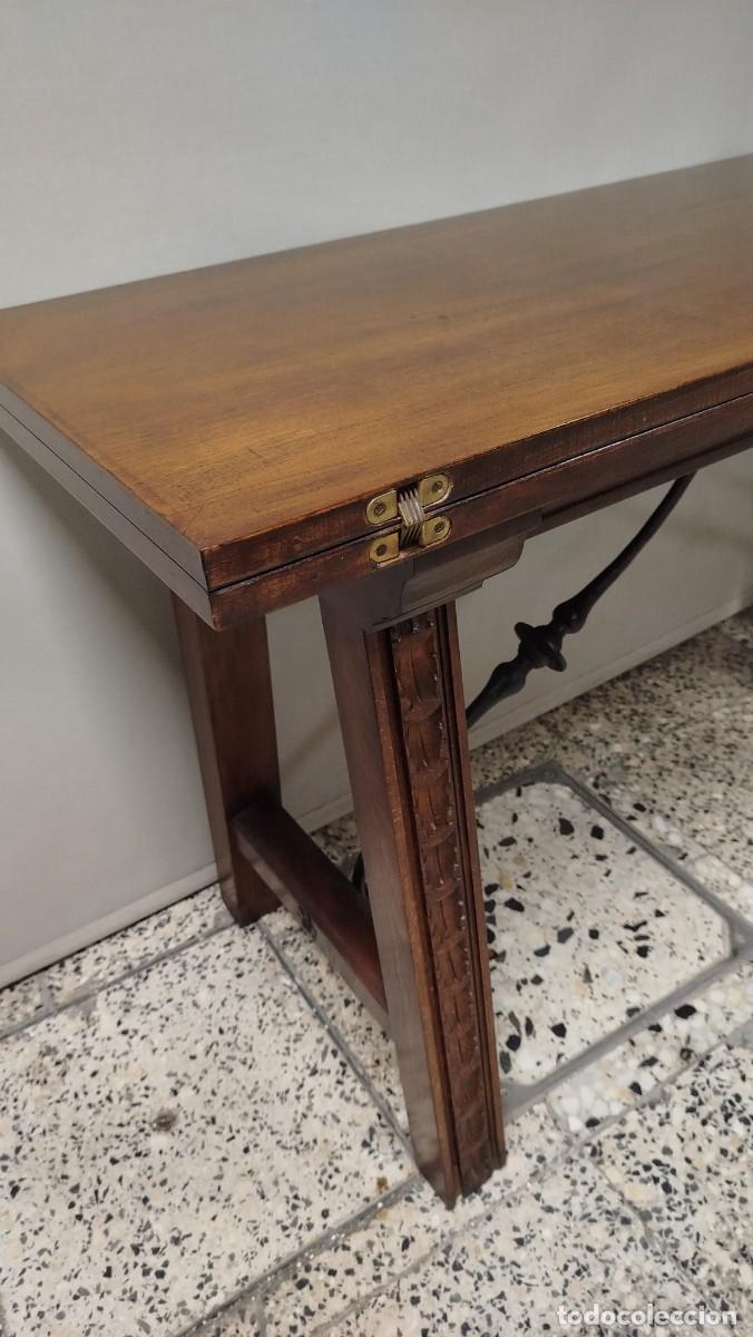 Antig&uuml;edades: MESA COMEDOR PLEGABLE CHAMBRANAS HIERRO - Foto 15
