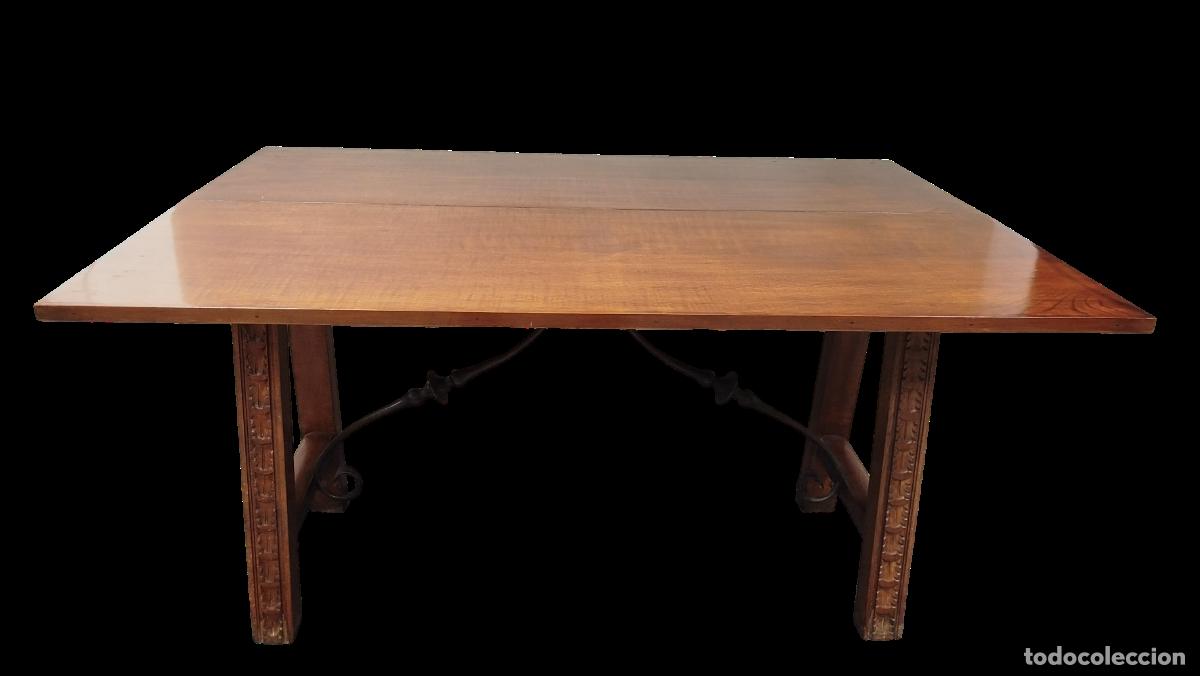 Antig&uuml;edades: MESA COMEDOR PLEGABLE CHAMBRANAS HIERRO - Foto 1