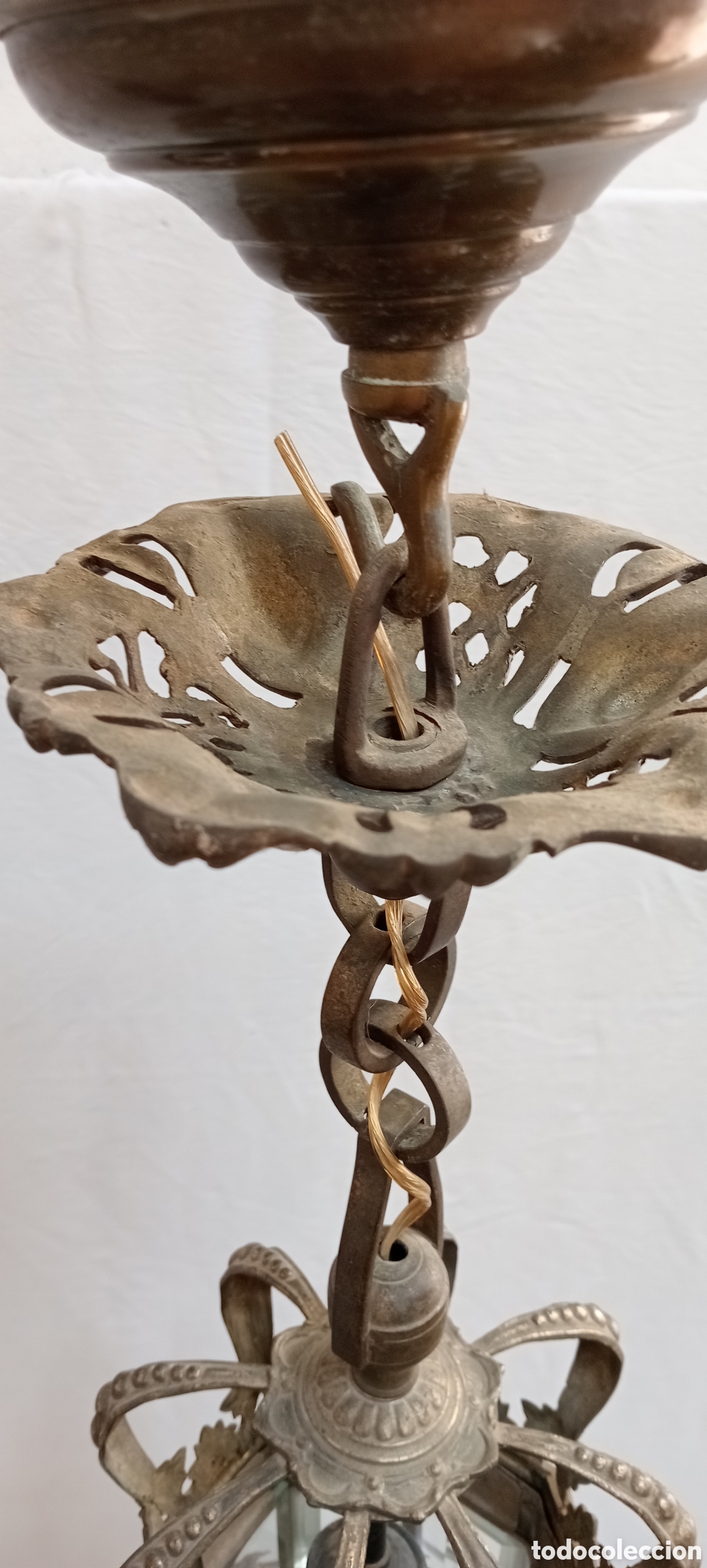Antig&uuml;edades: Lampara de bronce inglesa del XIX - Foto 2